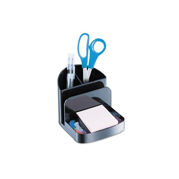 Officemate International RECYCLED DESKTOP SUPPLIES ORGANIZER, 5 COMPARTMENTS, 5 3/8 X 6 3/4 X 5, BLACK 26022 - main